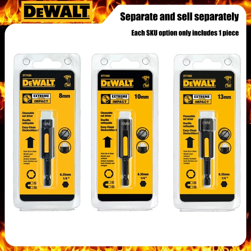 DEWALT DT7430\DT7440\DT7450 Cleanable Hexagonal Magnetic Nut/Socket Driver 1/4