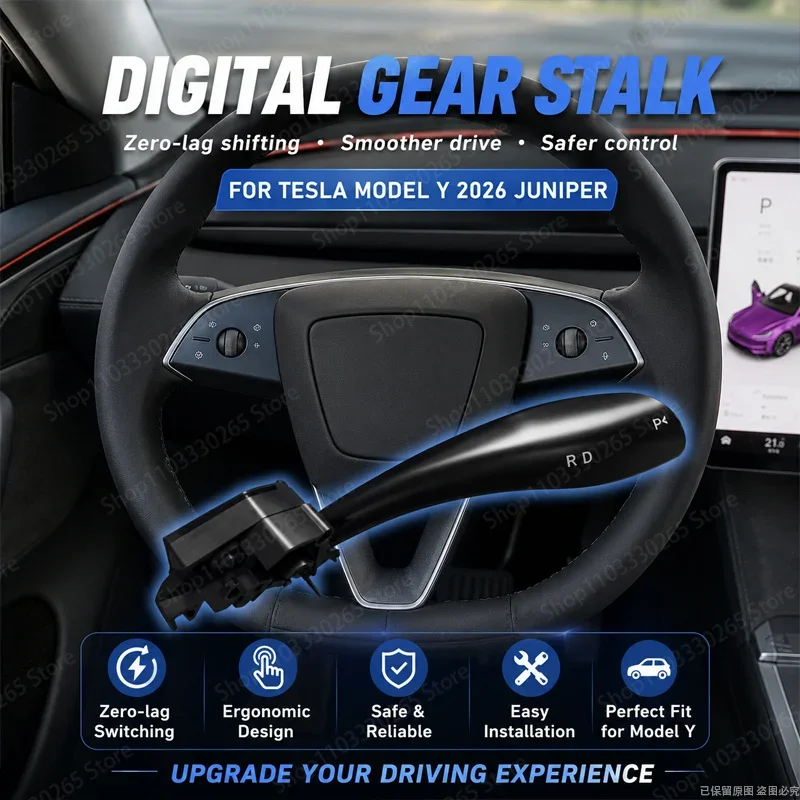 For Tesla Model Y 2026 Juniper Physical Smart Shift Stalk Kit R D P Gear Lever Plug Play No Drilling Car Interior Upgrade