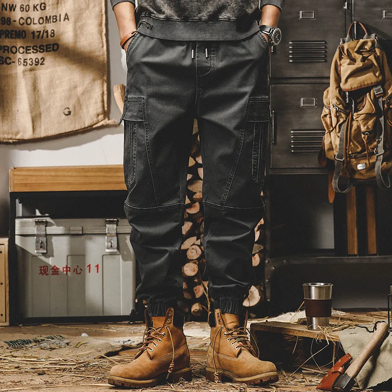 American Vintage Cargo Pants Men Fashion Men's Loose Straight Leg Casual Pants Japanese Streetwear Men Baggy Pants Men Clothing