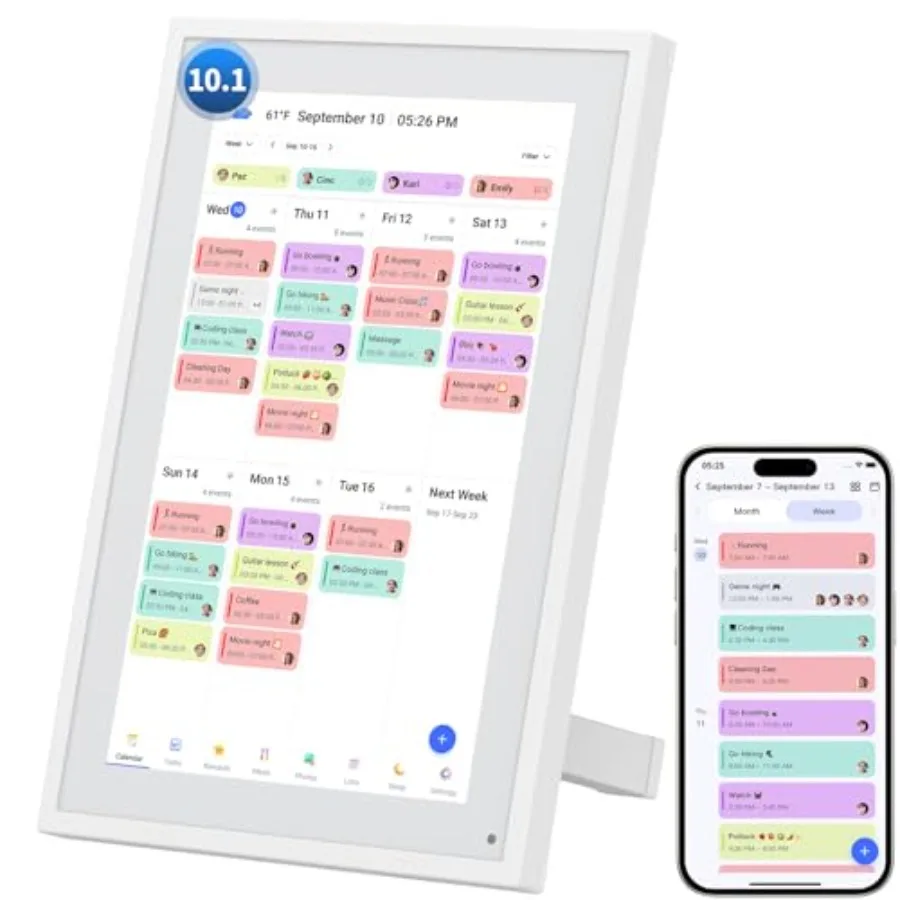 

Calendar Digital 10.1 Inch, Digital Frame Combined Smart Touch Screen Electronic Wall Planner Family Organizer Chore for Family