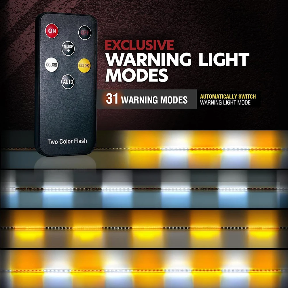 2PCS LED Running Board Strobe Light Strips 12-24V Flashing Side Warning Lights LED Side Strip 1.2M 1.6M for Car Truck SUV Pickup
