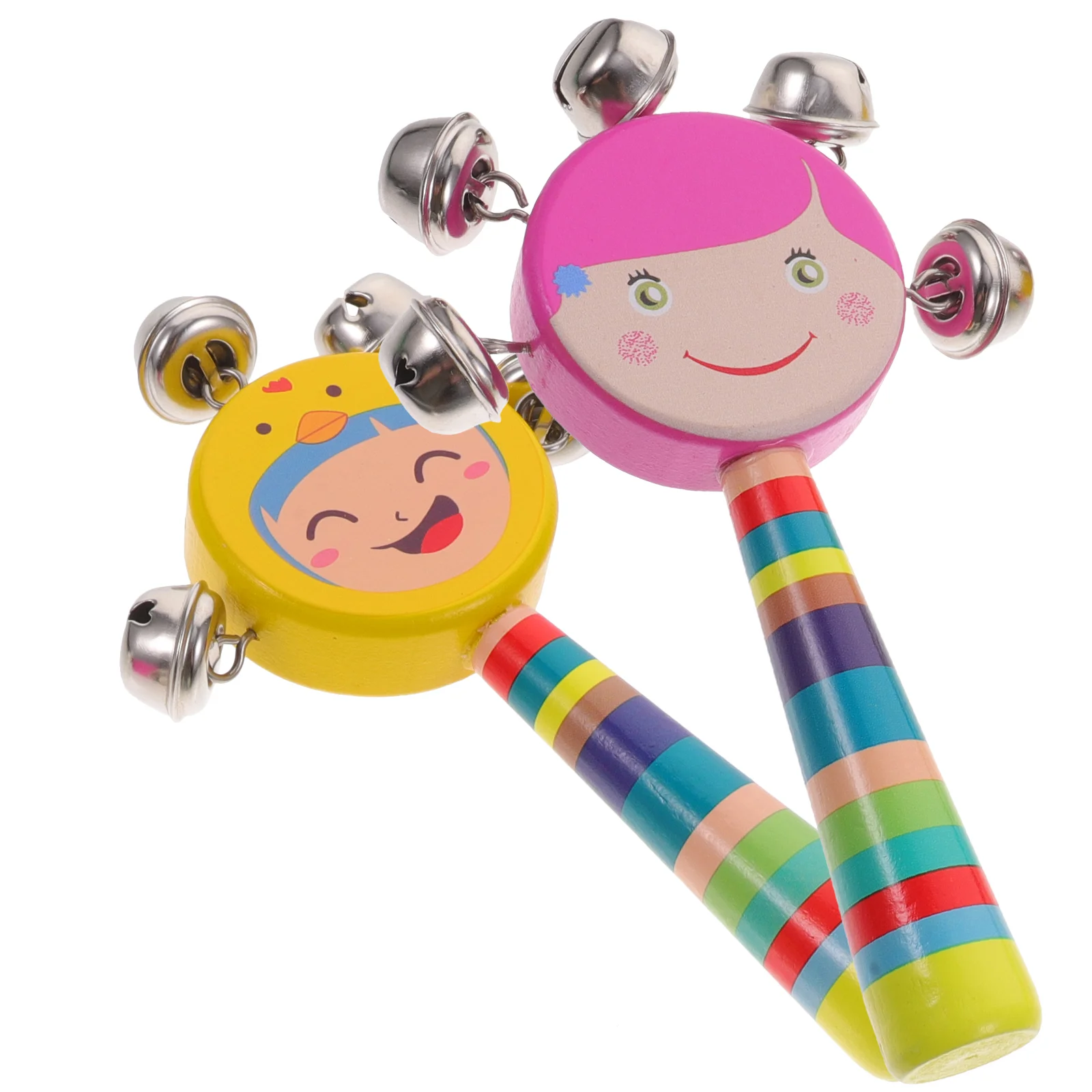 2 PCS Early Education Educational Hand Bell Colorful Baby Cartoon Safe Metal Shaking