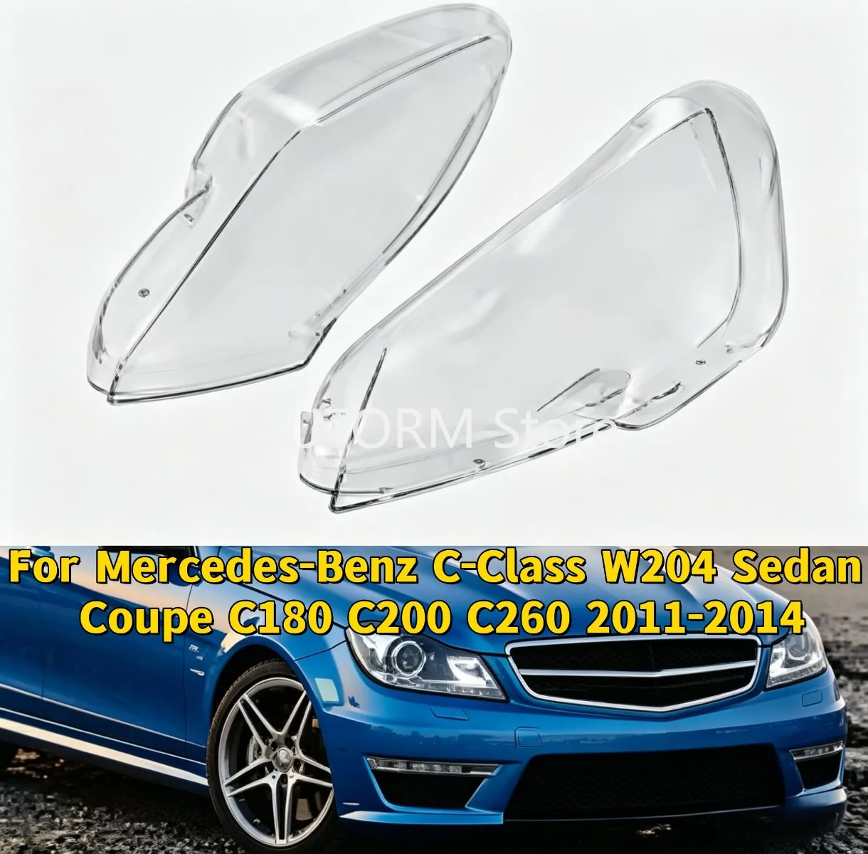Für Mercedes-Benz C-Klasse W204 Limousine Coupé C180 C200 C260 2011-2014 Auto Frontscheinwerfer Lichtlinsenabdeckung Scheinwerfergläser