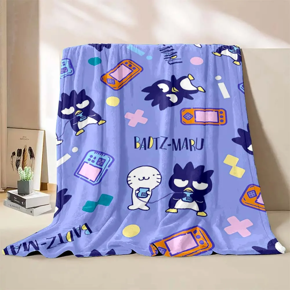 Bad Badtz Maru Cartoon Sanrio Flannel Fluffy Throw Camping Blanket for Children Sofa Throw Blanket Modern Fashion Gift Miniso