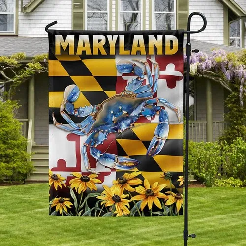 Maryland Blue Crab with Black-Eyed Susan Flowers Flag Graden Flag GJN EEN AAL HHM WZZ yyi