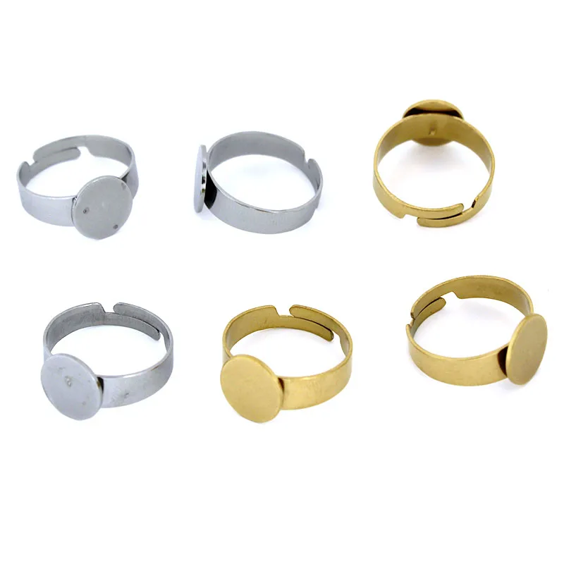10Pcs Stainless Steel Ring Base Adjustable Blank Rings