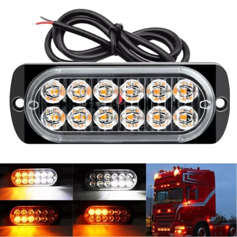 

12LED Car Emergency Strobe Lights Truck Side Light 12V 24V Trailer Motorcycle Flashing Beacon Lamp Warning Police Lamps