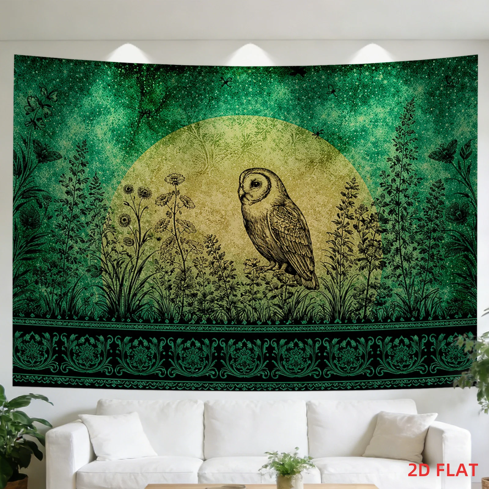 Large Bohemian Forest Tapestry Wall Hanging Cosmic Owl Galaxy Nature Decor Polyester Boho Nursery Living Room Celestial Canvas A