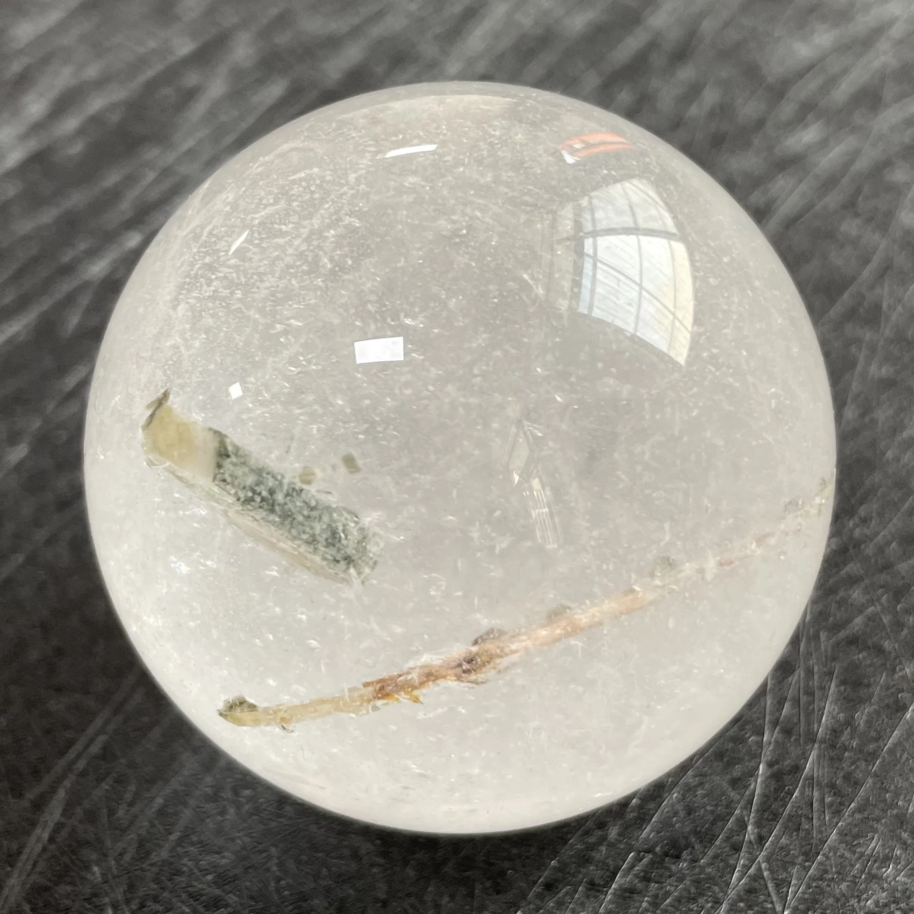 

215g Natural Stone Tourmaline Clear Quartz Crystal Ball Rainbow Sphere Polished Rock Reiki Healing B338