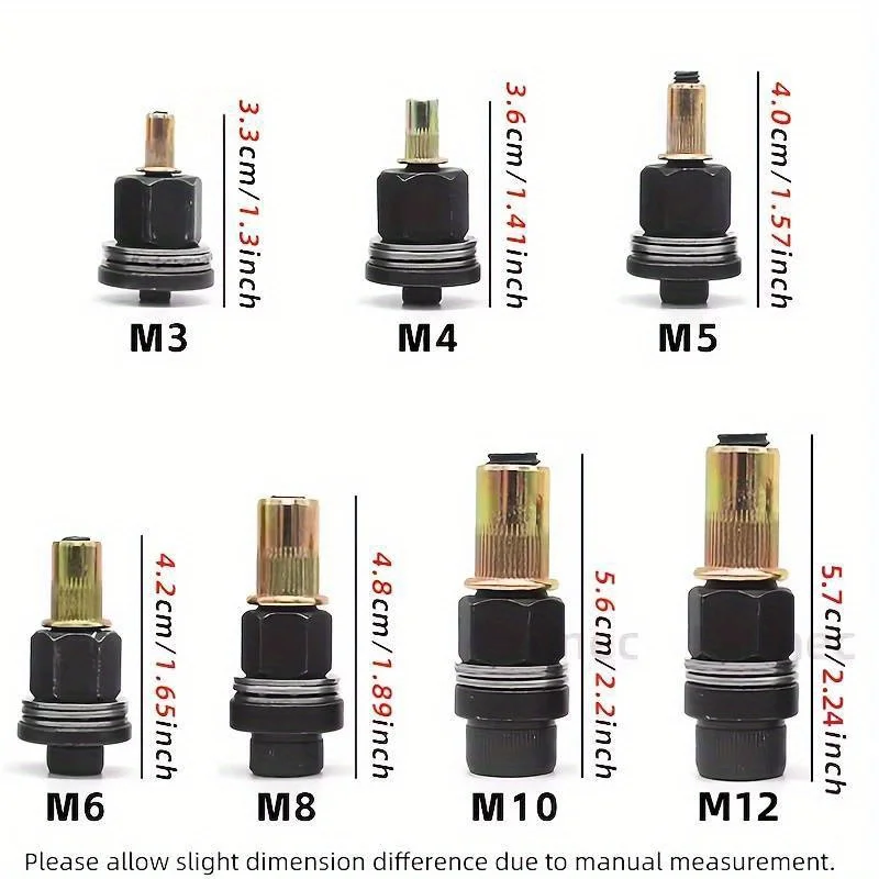 33/55PCS Rivet Gun Head Kit,Manual Rivet Nut Tool,3/5 Heads +30/50 Nuts,M3-M12 Full Range,3-in-1/5-in-1,Industrial & Home Use