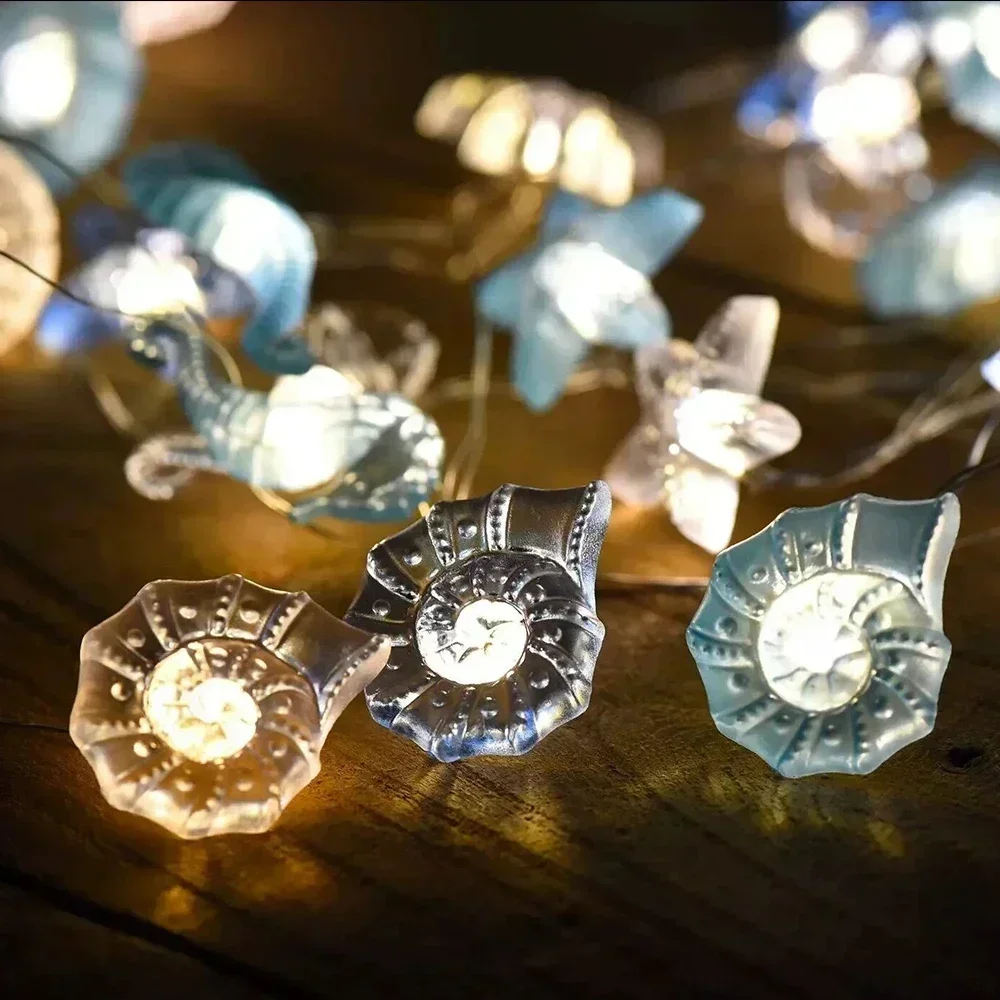 Starfish Fairy Garland Light String, Seahorse Light String, Bateria marinha, Tema do oceano, Festa, Decoração do quarto, 2m, 20LED