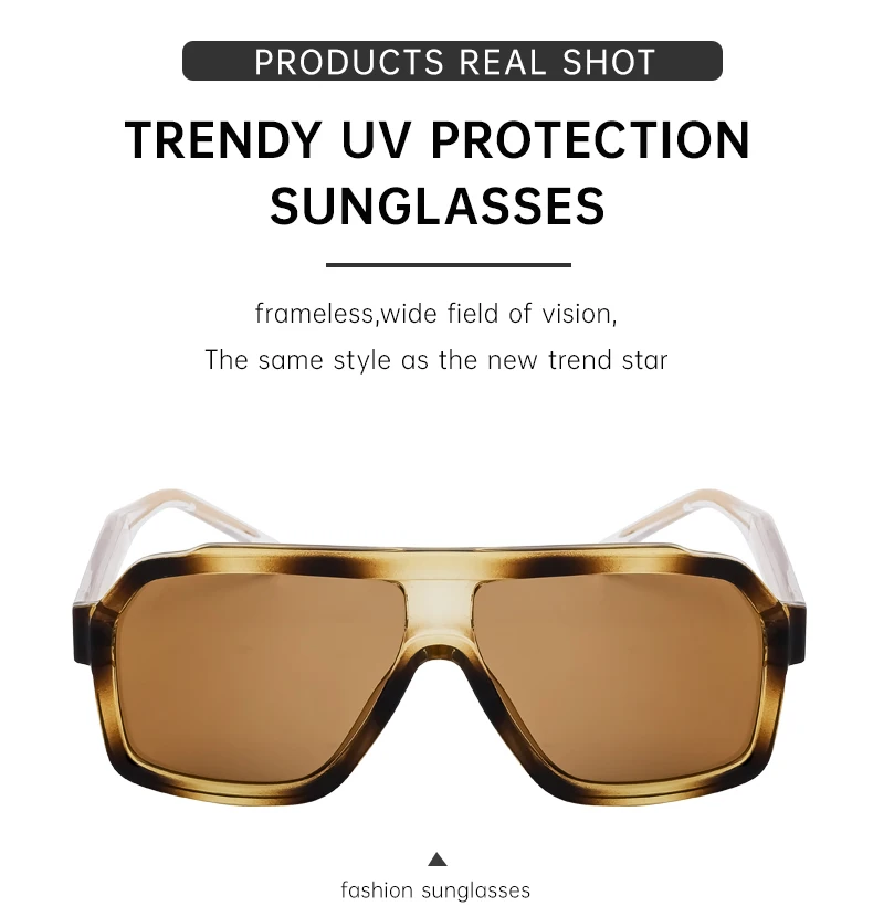 2026 Modische Quadratische Großrahmen-Sonnenbrille für Herren und Damen Luxusmarke Retro Übergroße Shield-Brille für Männer Outdoor-Fahrbrillen – Detail 6