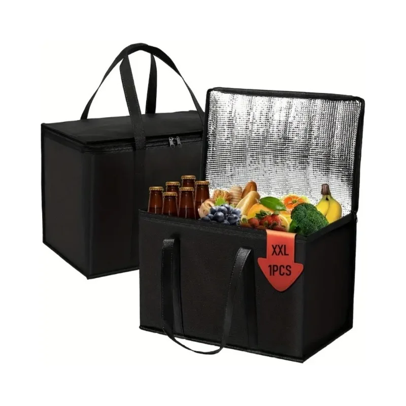 

40л изолированная и охлаждаемая сумка большой емкости портативная сумка для обеда на молнии для пикника и кемпинга из оловянной фольги органайзер для еды сумки для хранения