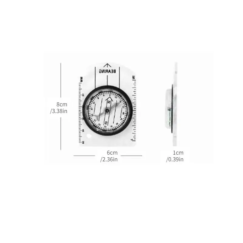 Professional Mini Compass Map Scale Ruler Multifunctional Outdoor Hiking Camping Survival Tool