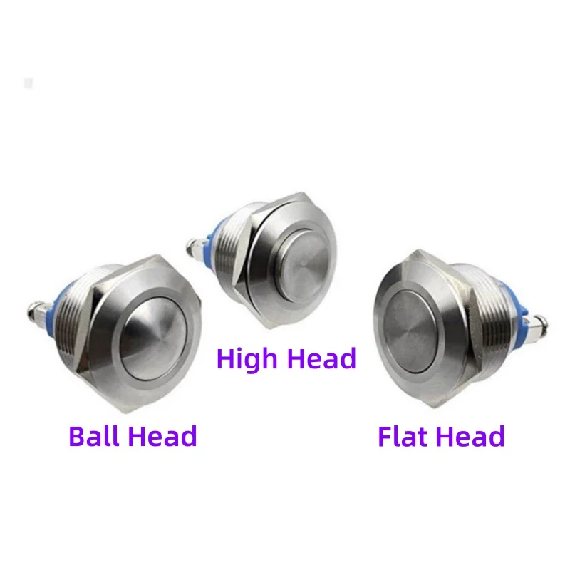 16mm19mm22mm Metal Push Button Switch Screws/Welding Feet High/Flat/Ball Head 1NO Engine Moment Start Self-resetting Pushbutton