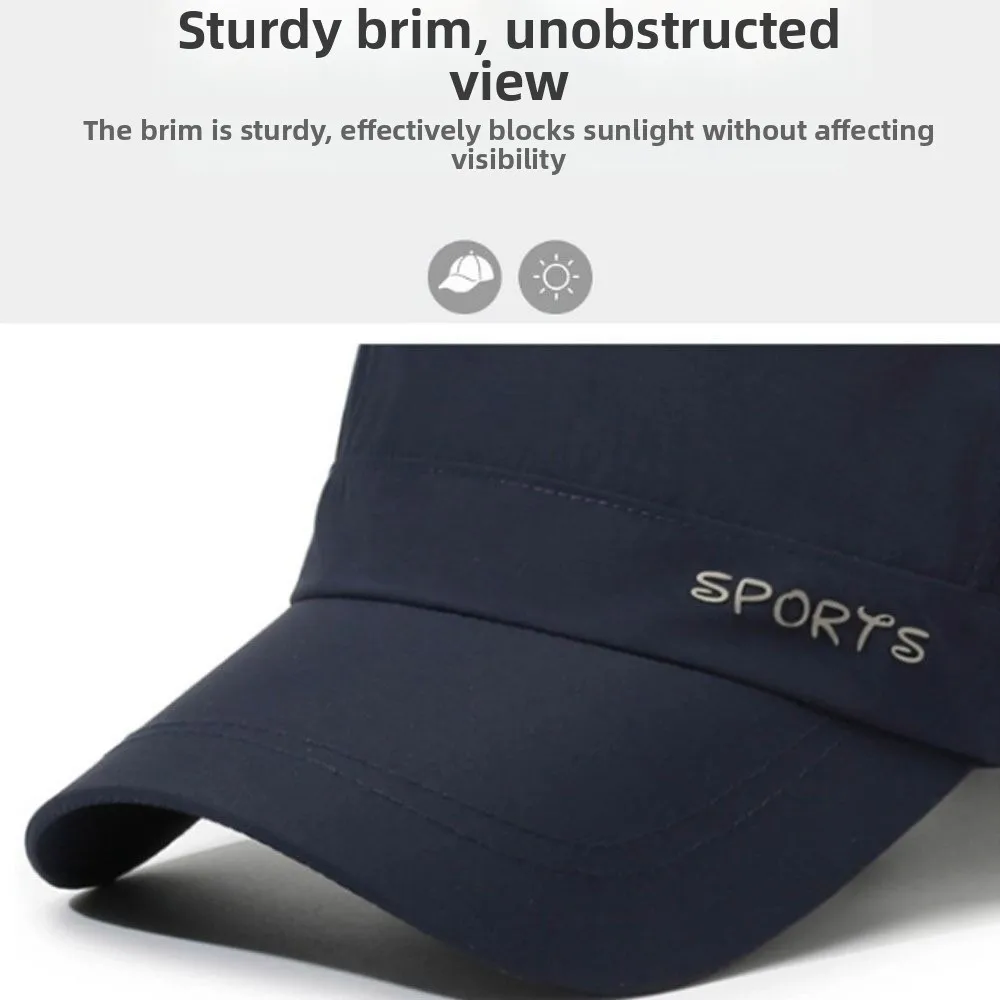 New Design Quick Drying Flat Hat Lightweight Polyester Sports Hat Breathable Baseball Cap