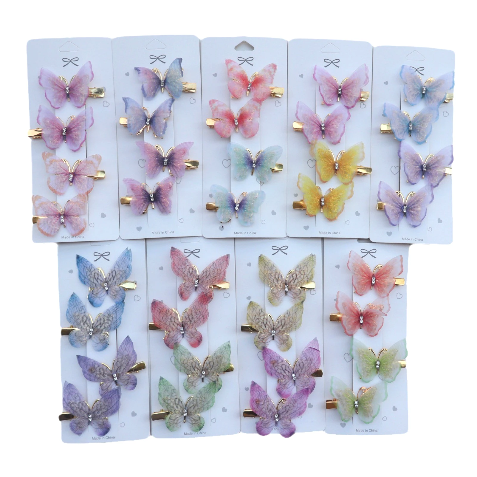 4Pcs Colorful Butterfly Hairpins Girl Hair Clips Barrettes Women Sweet Hair Ornament Rainbow Headwear Fashion Hair Accessories