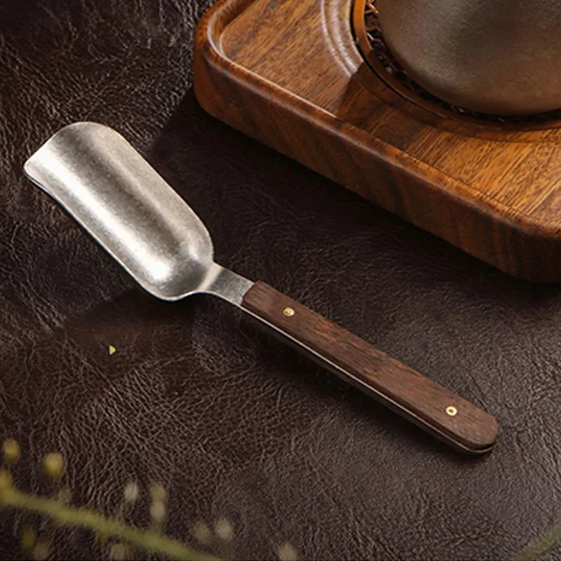 Pure Titanium Tea Spoon With Wooden Handle,Antibacterial,Anti-mold,Anti-slip,High-end tea-taking Tool,Household Gongfu Tea Set