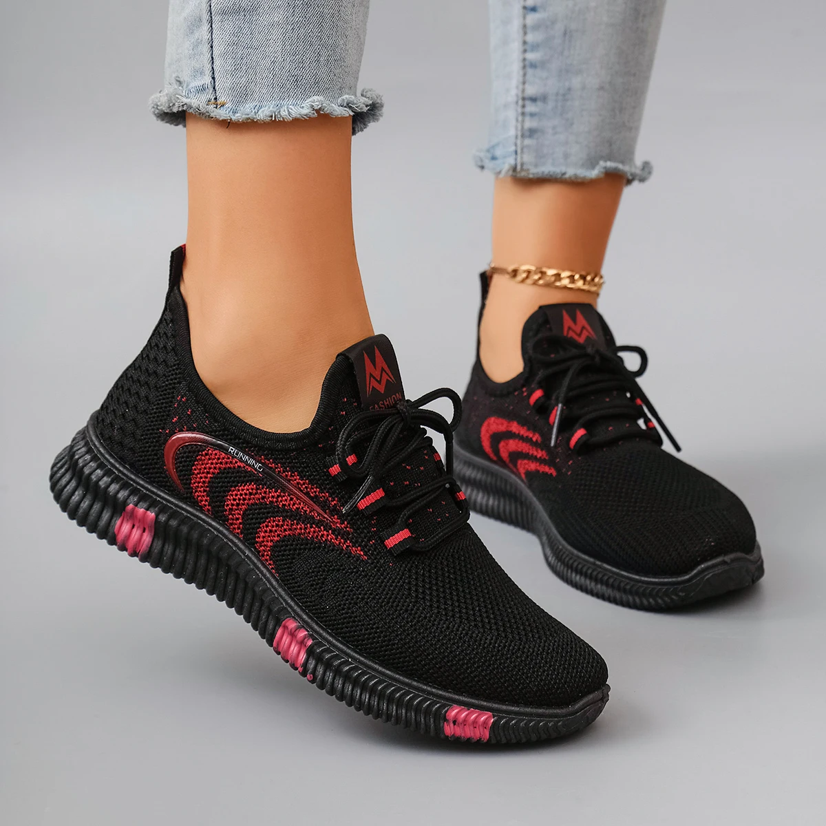 Frühling und Herbst Neue lässige Schnür-Sportschuhe für Damen, bequem, atmungsaktiv, leicht und verschleißfest