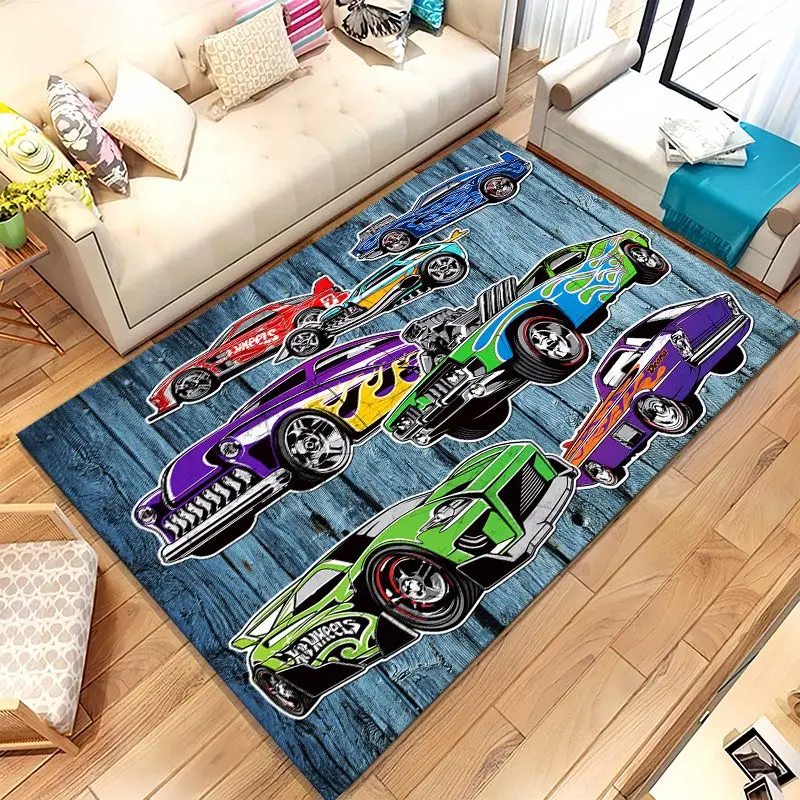 H-Hot Wheels Track Cityscape Racing Cartoon Soft Non-Slip Large Area Rug for Living Room,Bedroom Carpet Mat for Sofa,Home Decor