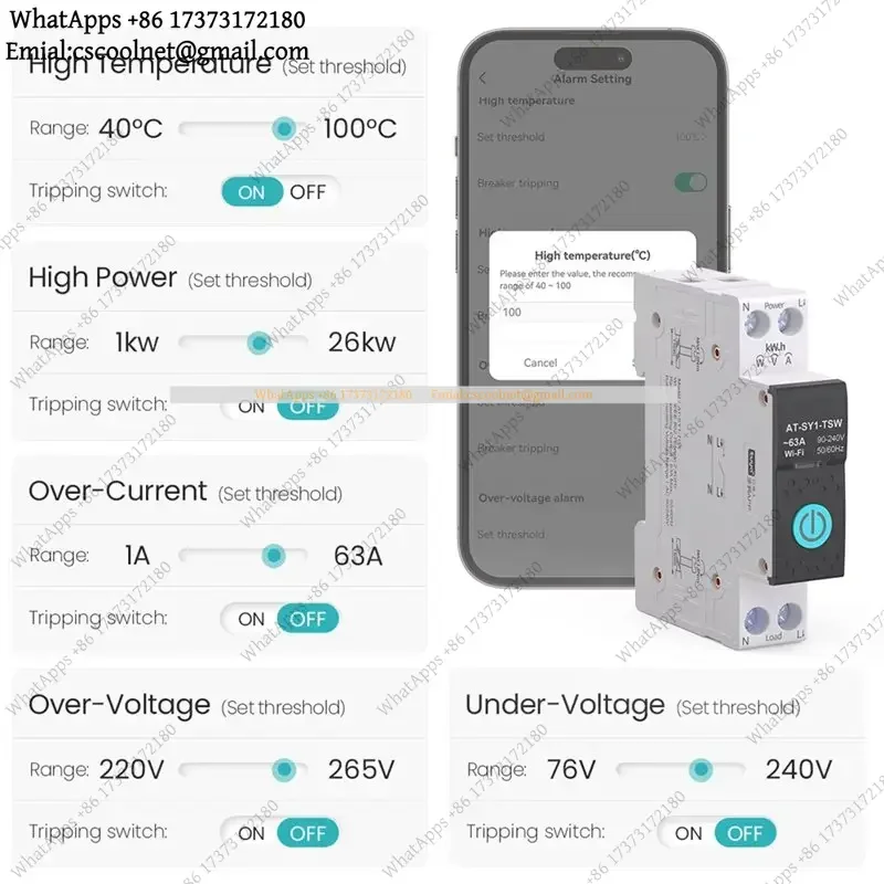 Tuya WiFi Smart Circuit Breaker 1P 63A Power Metering DIN Rail Switch
