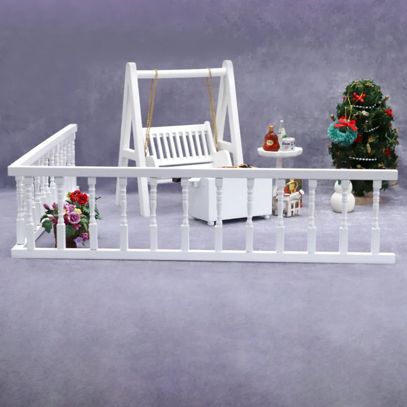 Prachtige 1:12 poppenhuis miniatuur meubelaccessoires decoratieve materialen houten witte leuningen poppenhuis ornament speelgoed
