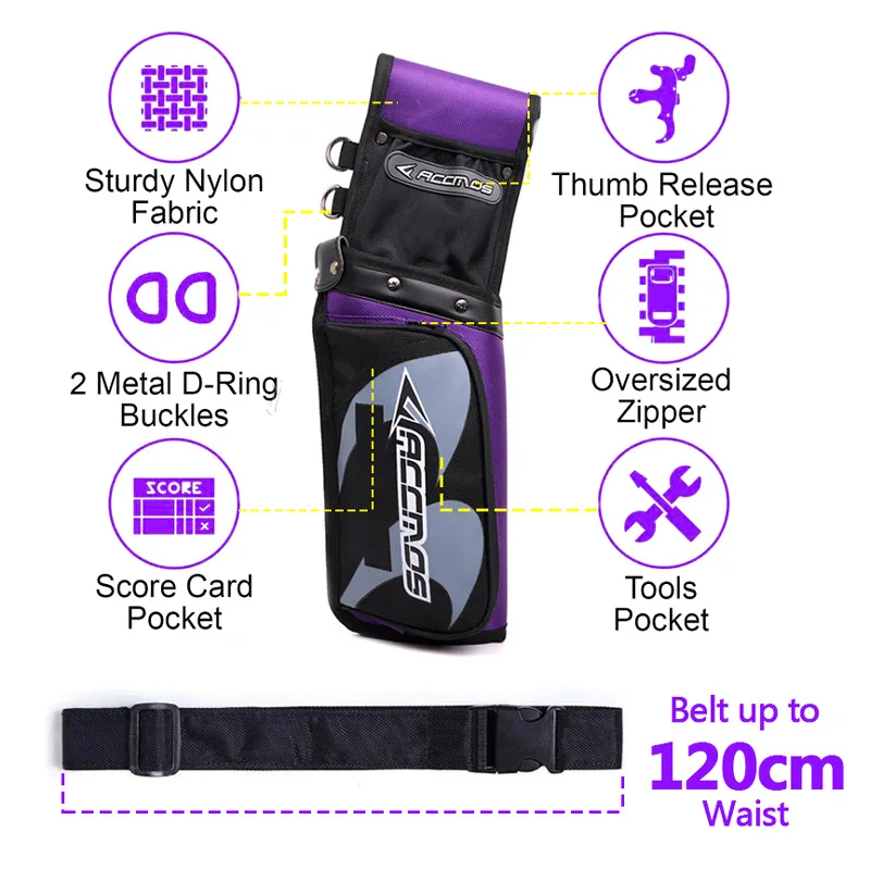 ACCMOS Portable Arrow Quiver Holder for Archery Hunting,Arrow Bag,Waist Carrier,Compound Bow Release Pouch,Shooting Accessories
