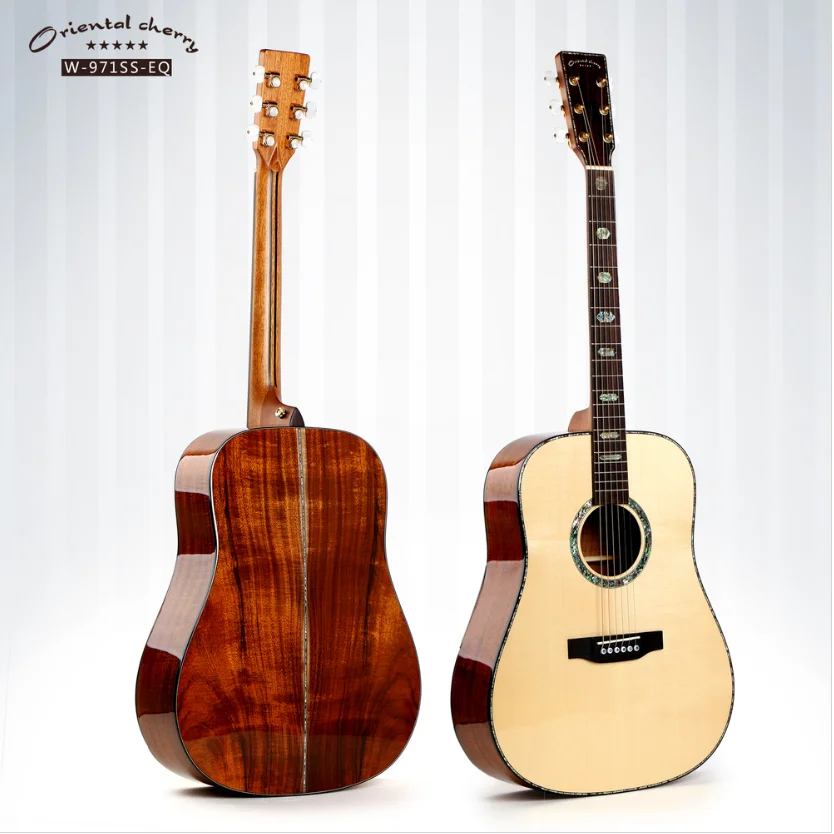 

High ending oriental cherry full solid wood acoustic guitars wholesale, musical instruments acoustic guitar factory direct