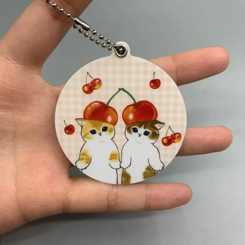 Mofusand Shark Cat Small Mirror Genuine Loose Capsule Toy Mini Portable Mirror Bag Hanging Charm Keychain Kawaii Cute Gift