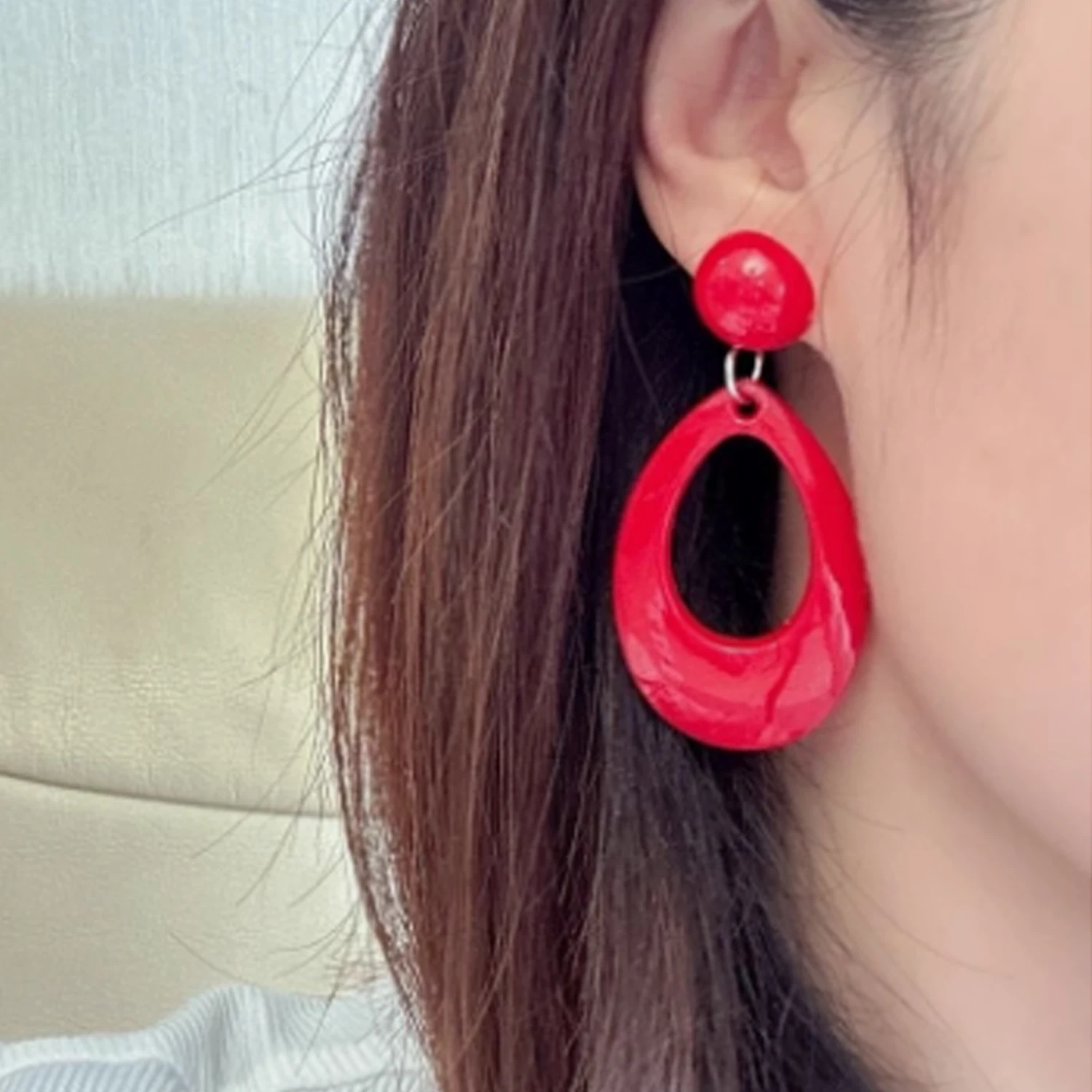 Korean Simple Big O-Shaped Earrings For Women Colorful Geometric Exaggerated Earring Trendy Earrings Jewelry