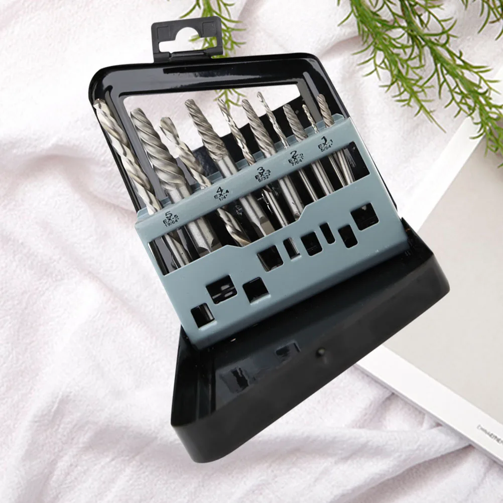 

10Pcs Screw Extractor Set Rigid Removal Tool Stripped Broken Stuck Screws Essential Tool Kit Box High Durability