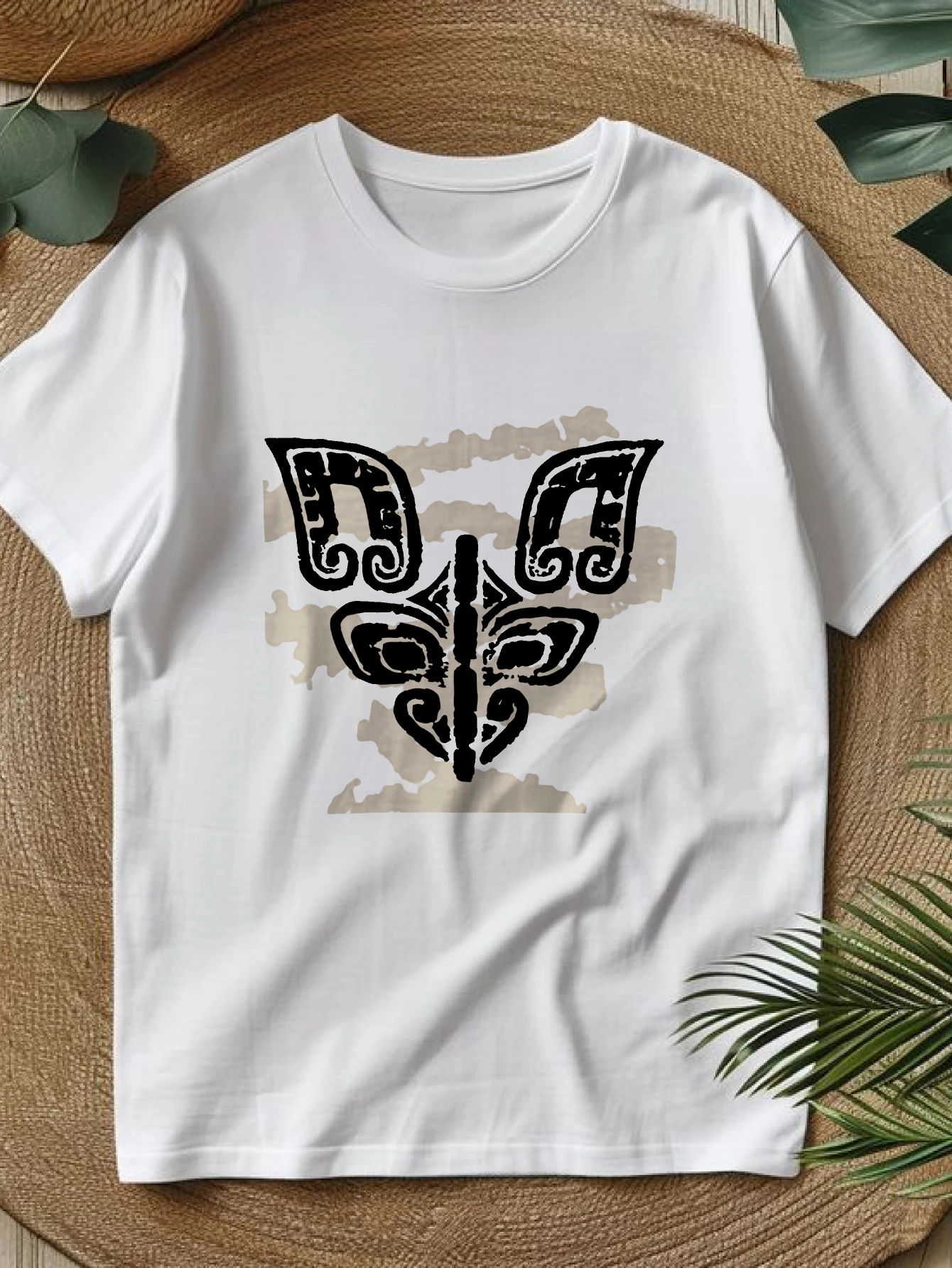 

Women's T-shirts Chinese style Y2k Running Anime Casual 100% cotton Abstract Tribal Art Design printed tee Hip-Hop graphic t