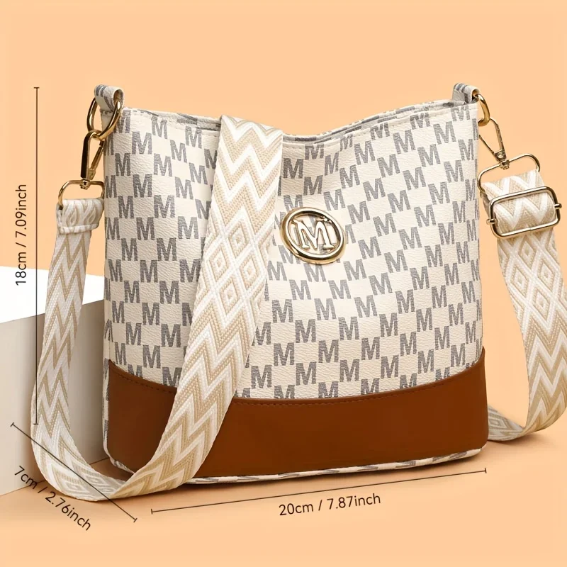 Stylish Letter Printed Crossbody Bag, Perfect Women's Synthetic Leather Shoulder Bag with Zipper Closure for Casual & Outings