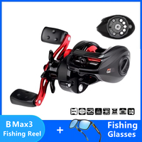 Original Black Max3 Left Right Bait Casting Fishing Reel 6.4:1 Drag 8.1kg Max Drag Water Drop Baitcasting Fishing Reels
