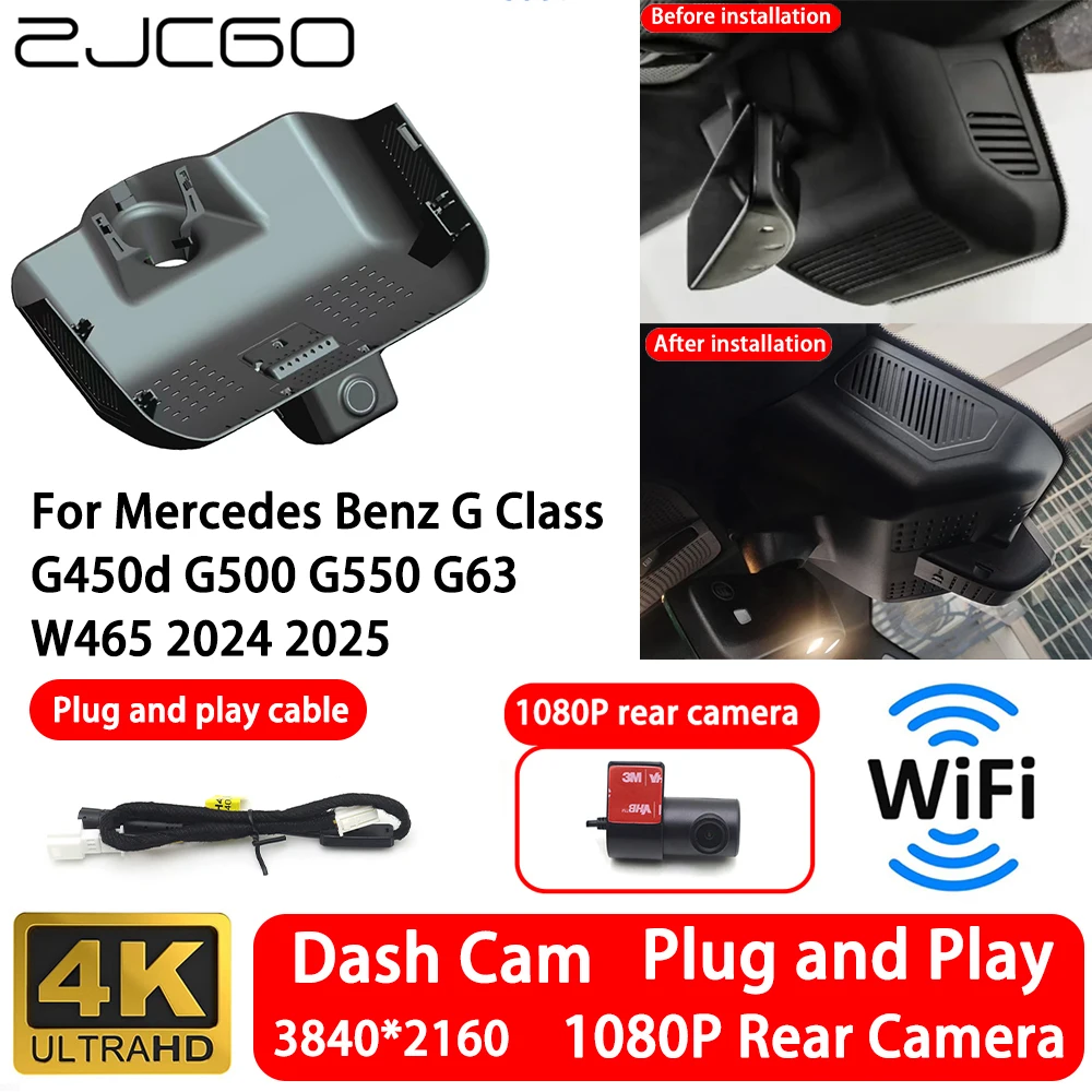 

for Mercedes Benz G Class G450d G500 G550 G63 W465 2024 2025 4K Front Rear Camera Dash Cam Wifi Plug and Play Loop Recording
