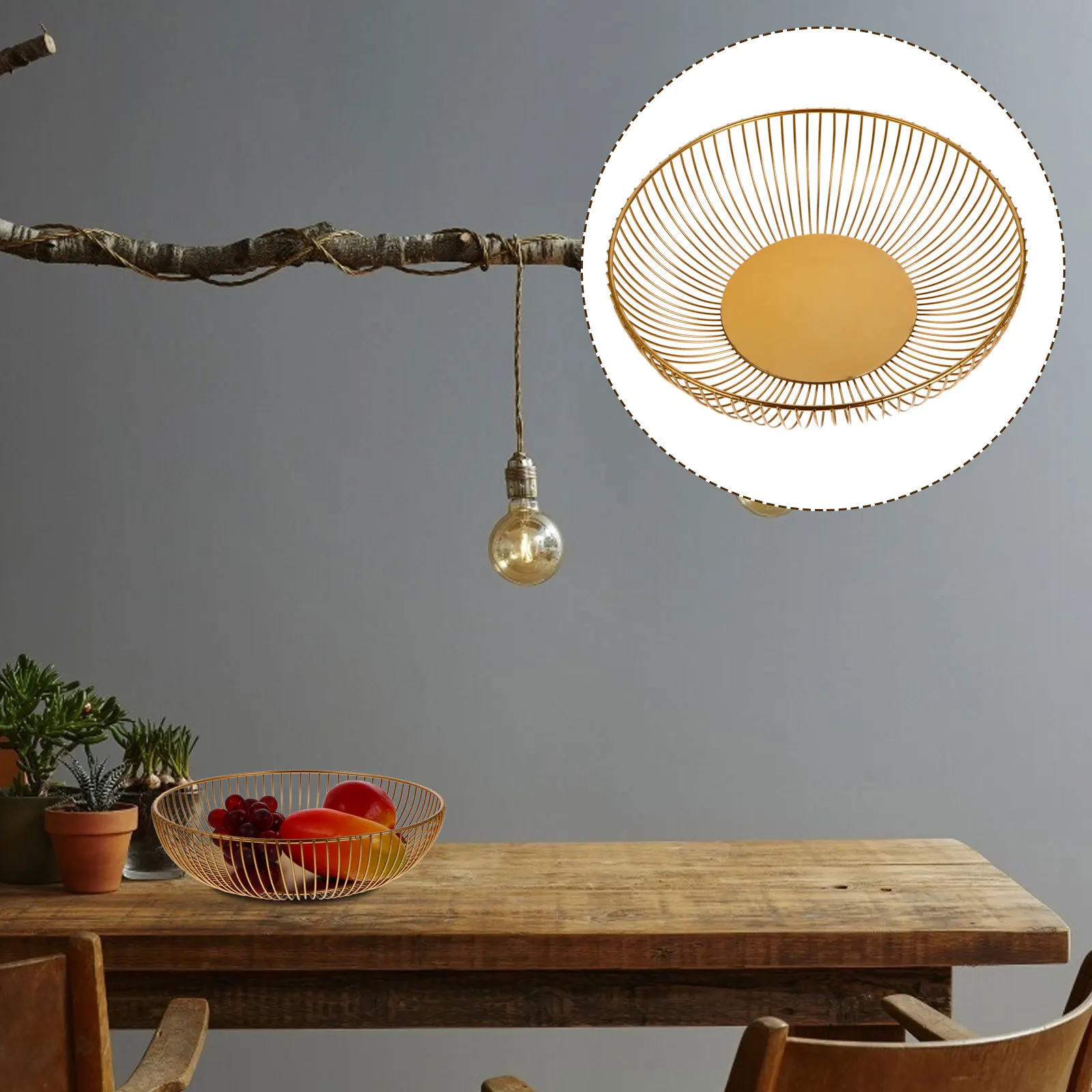 

11 Inch Round Wire Basket Fruit Holder for Kitchen Snack Storage Organizer Modern Handmade Iron Fruit Bowl Decorative Bowl Home