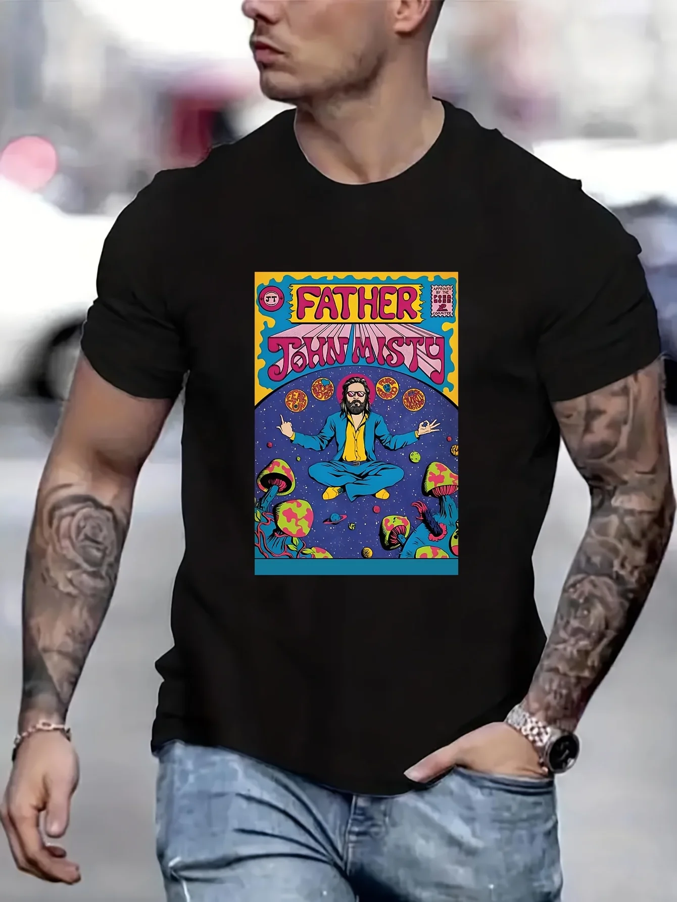 

The Cosmic Adventures Of Father John Misty Mens T Shirt High End Men's Clothing Dad Gifts Tshirts Men T-Shirt Female B5024533