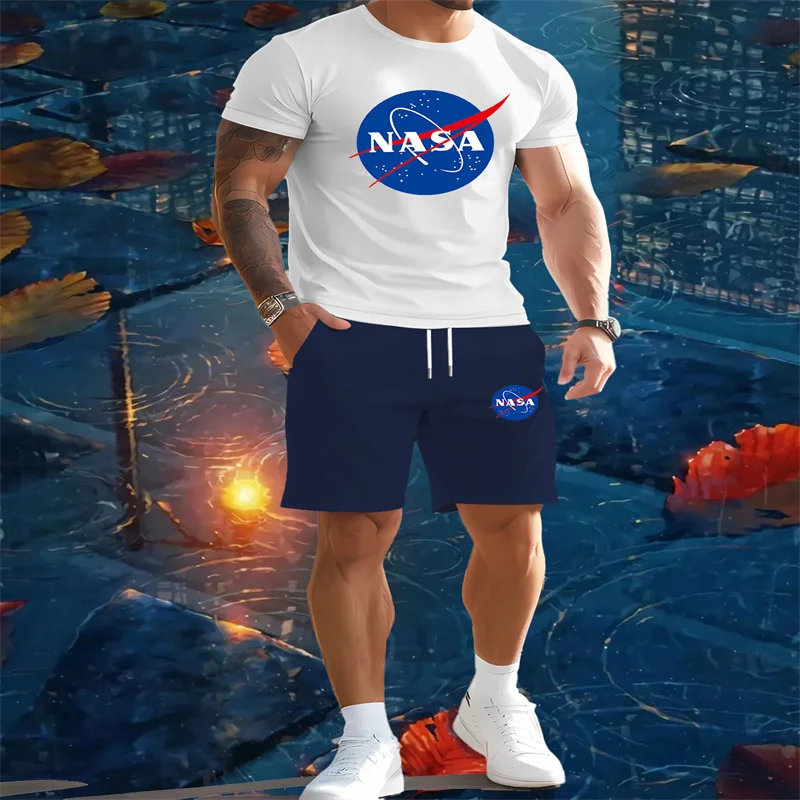 

2025 Summer New Men's Sports Set Short Sleeve T-shirt and Shorts Casual Set Outdoor Street Comfort Sports Set 2-piece Set
