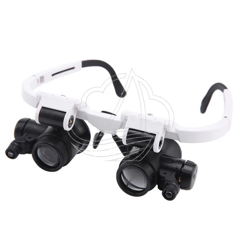 Head Mounted Magnifier Glasses with LED Light 3 Lens Set for Watch Repair Jewelry Appraisal Engraving Antique Inspection