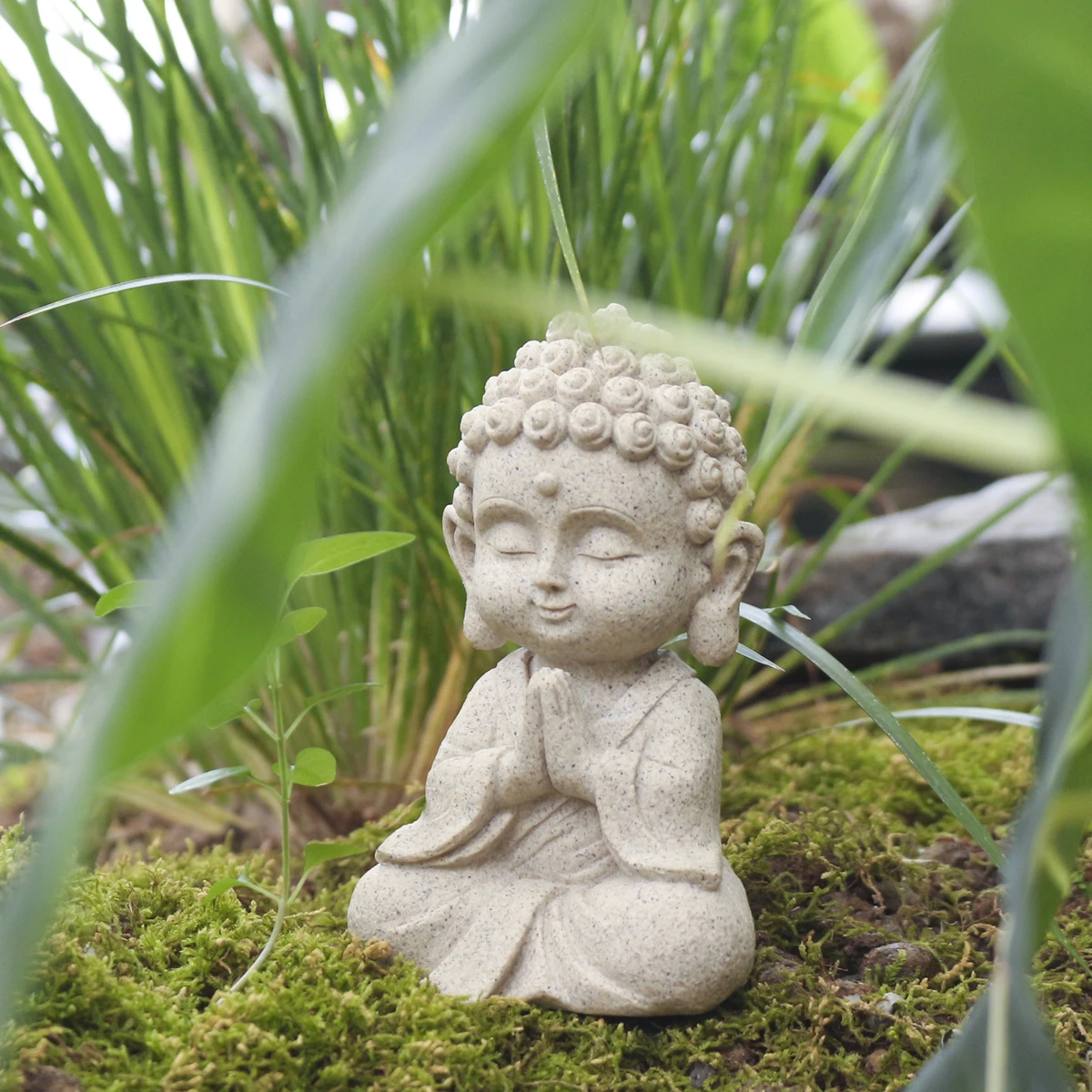 1 Sitting Smiling Buddha Statue, Prayer Room Decoration, Creative Garden Decoration, Home Living Room Decoration