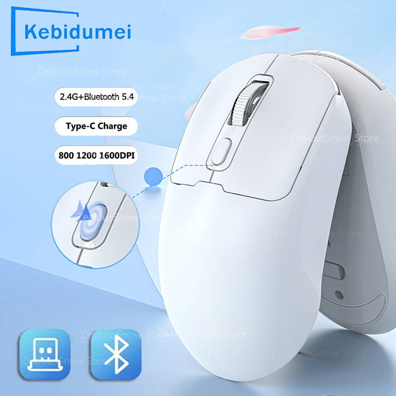  2.4G Wireless Mouse Bluetooth 5.4 Silent Mouse Dual Mode 1600DPI Mute Wireless Mouse Portable Rechargeable Mice For Laptop iPad 