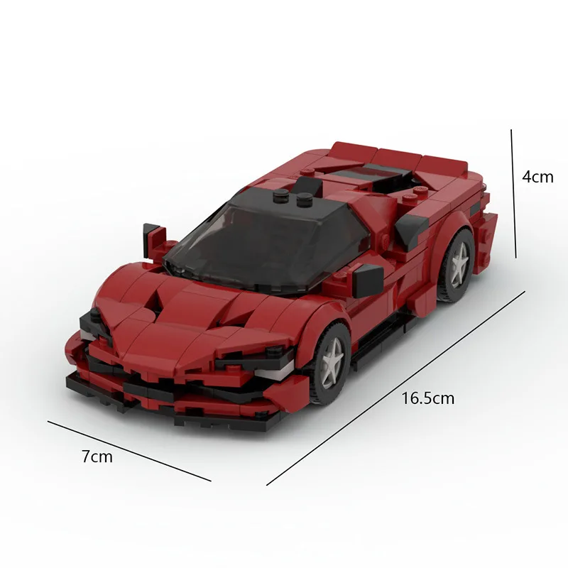 Red Roma Rafa Ferraried SF90 sports car racing Speed Champion Racer Building Blocks Brick Creative Garage Toys for Boys Gifts