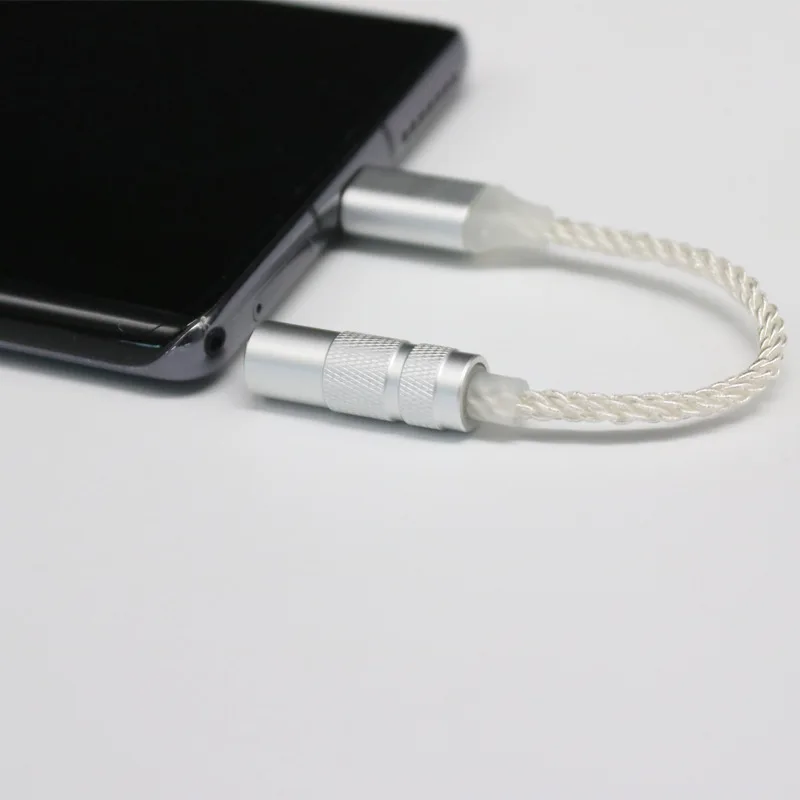 Type C to 3.5mm female 8-strand silver plated wire 13CM
