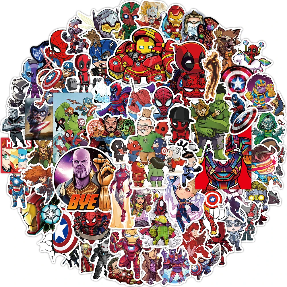 10/30/65pcs Disney Deadpool Cartoon Stickers The Avengers Superhero Sticker Car Bike Motorcycle Stationery Kid Decal Toys Gift