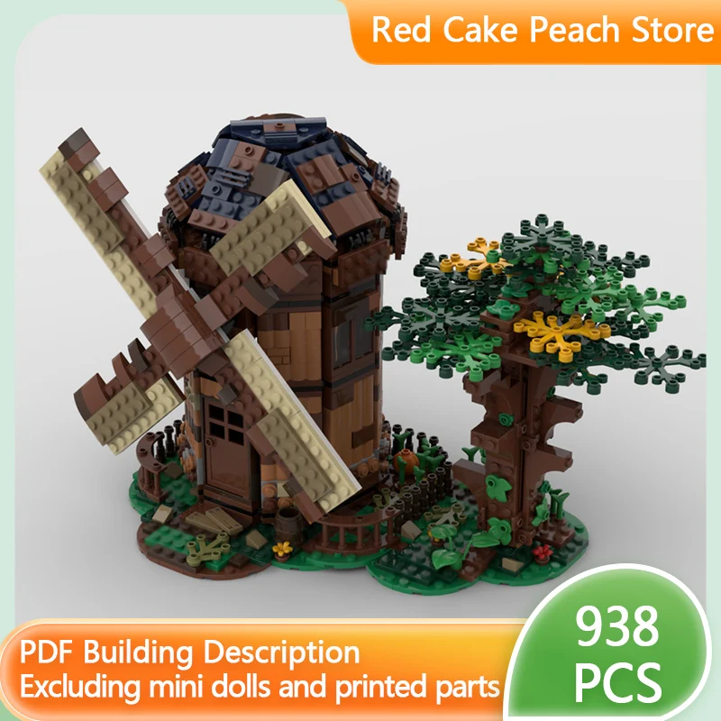 Stad Street View Model MOC Bouwstenen Windmotor Architectuur Modulaire technologie Kinderen Vakantiegeschenken Monteer speelgoedpak