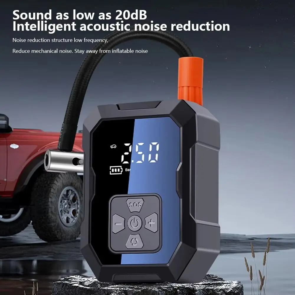 Wireless Car Air Pump LED Display Tire Pressure Gauge Electric Air Pump Multi-Function USB Rechargeable Car Tire Inflator
