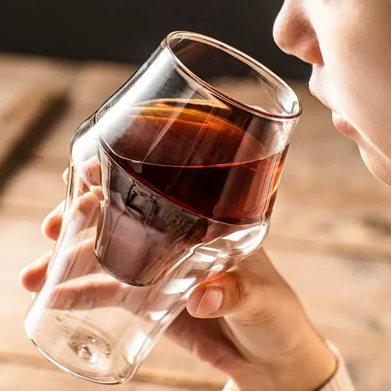 Neue Kreative Doppel-schicht Glas Tasse Espresso Kaffee Tasse Anti-verbrühungen Milch Party Brandy Wein Teetasse Becher 100/250/300 ml
