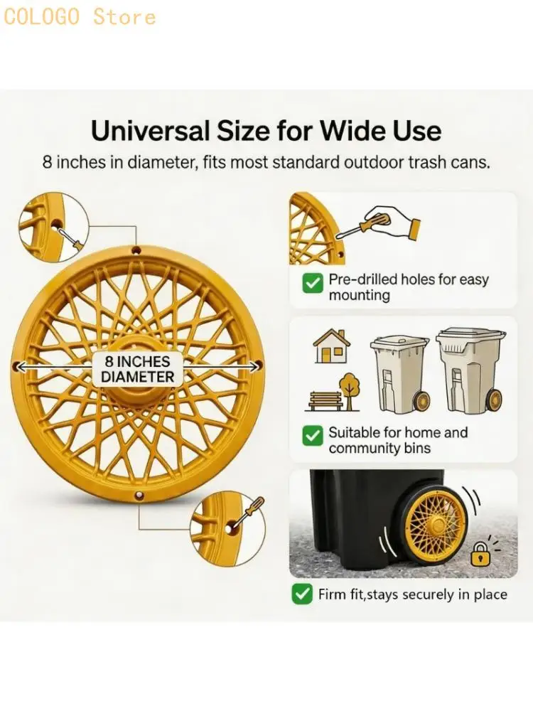 Trash Bin Wheel Cover, Wheel-Look Side Trim With Home Use Detail D0LD