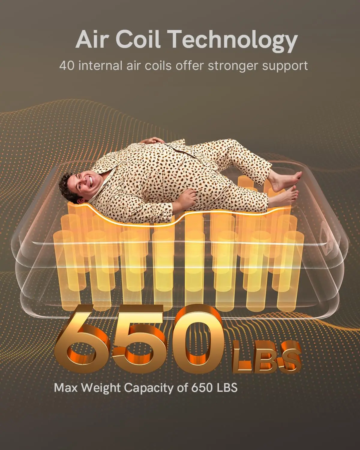 Queen Air Mattress with Built in Pump, Blow up Mattress in 3 Mins Self-Inflation/Deflation, Foldable Inflatable Mattress