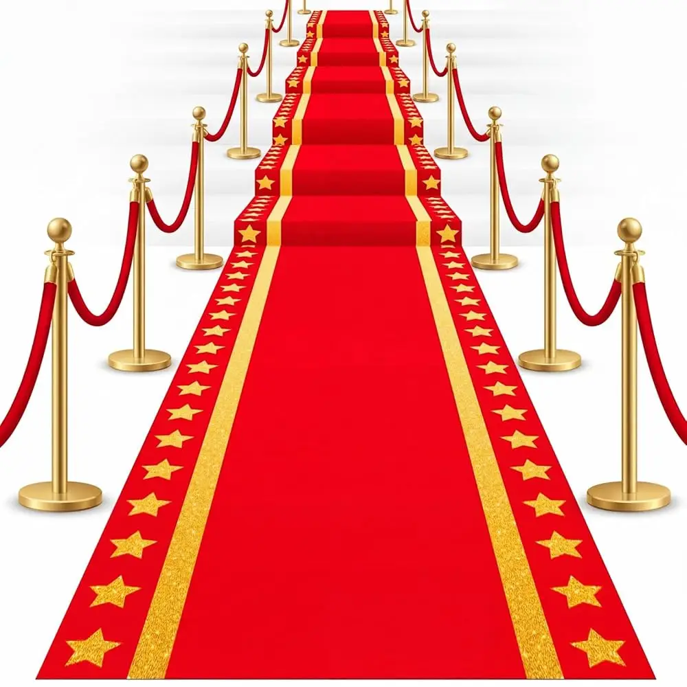 

Пластиковый ковер-дорожка для кинопоказов с золотыми звездами, толщина 30 мкм, красный, для декора проходов, полов, подиумов, сцен, лестниц, холлов